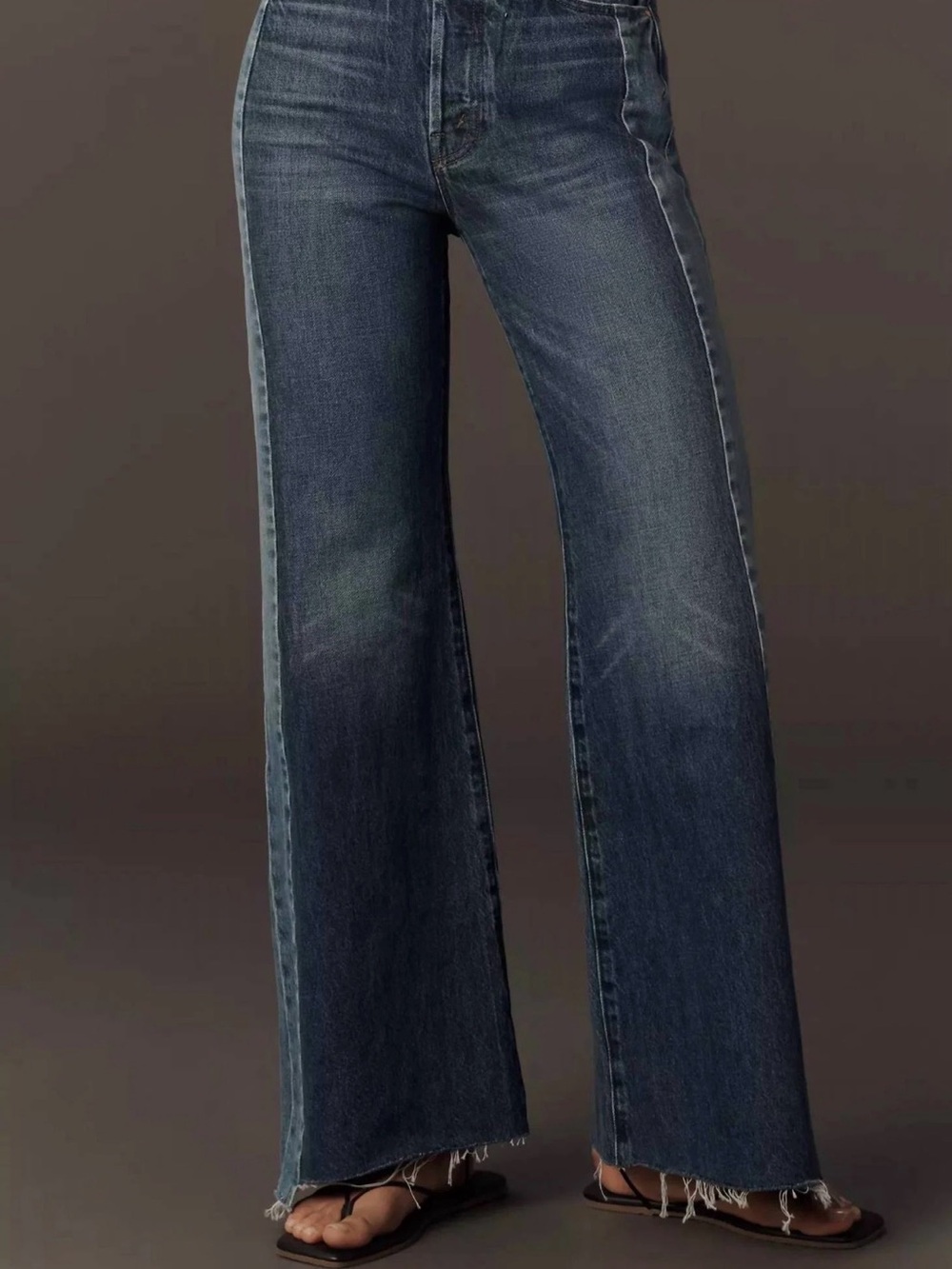 MOTHER  The Tux Sidestepper Sneak Fray High Rise Women's Jeans in Double Take